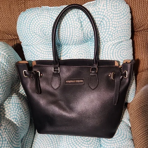 XL Christian Siriano Brand Black Leather Tote Bag - Picture 3 of 9